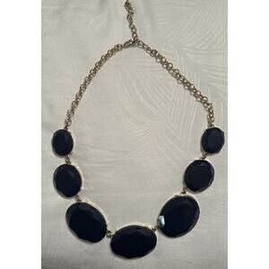 Fashion Jewelry Graduated Navy Gold Stone Necklace